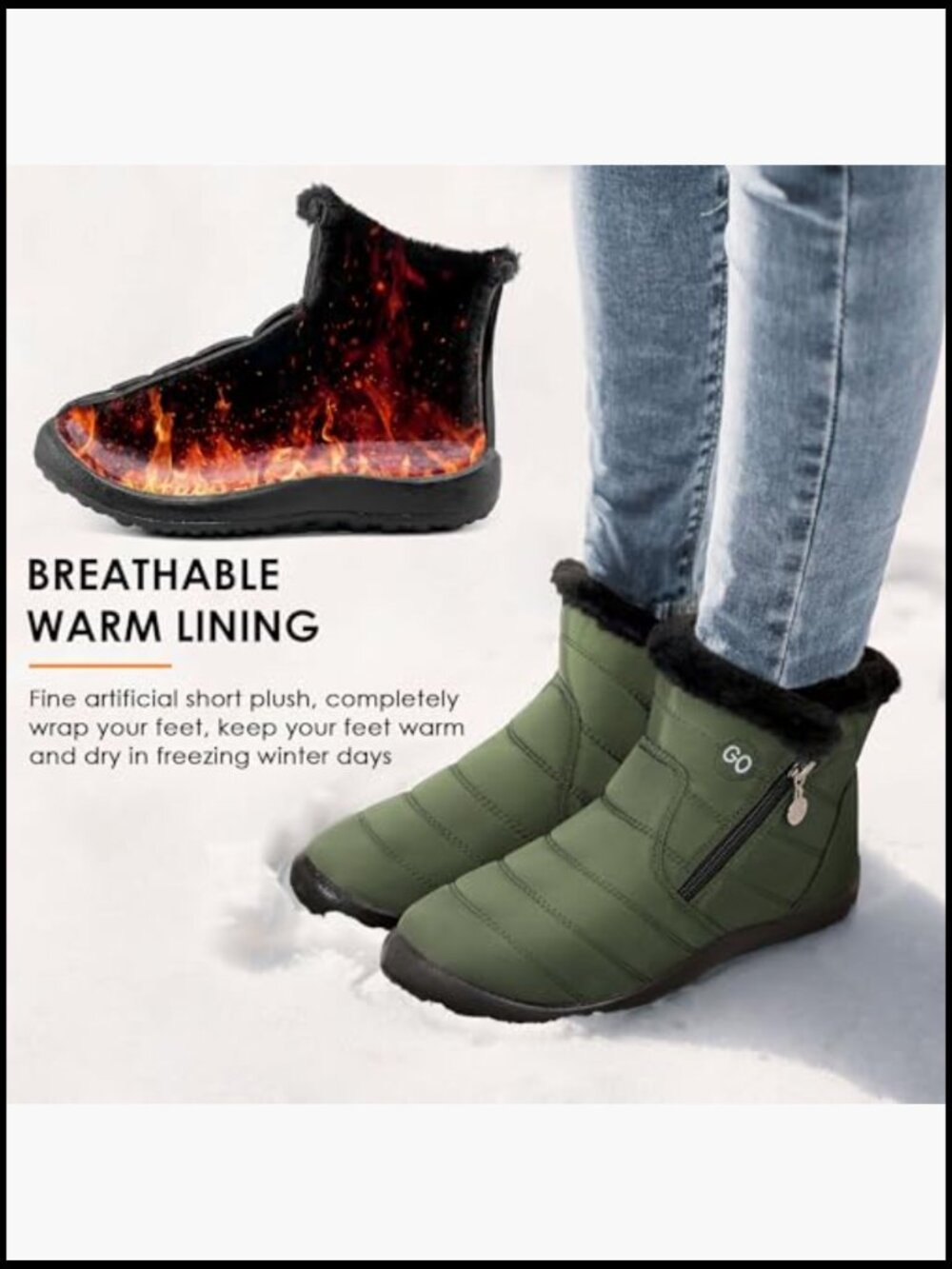 Winter Snow Boots for Women Warm Faux Fur Lined Waterproof Slip On Outdoor - Picture 3 of 7